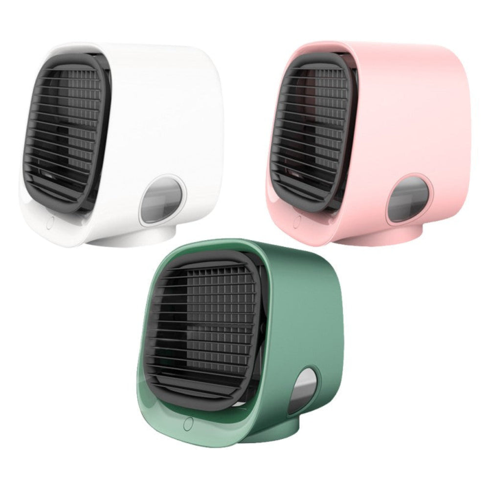 2-in-1 Luchtkoeler en Luchtbevochtiger voor Kleine Ruimtes – Stil en Compact met LED-Licht en USB Voeding