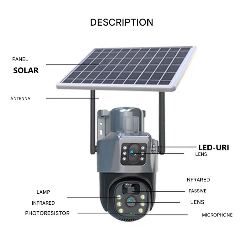 4K draadloze beveiligingscamera op zonne-energie | Slimme 360° rotatie