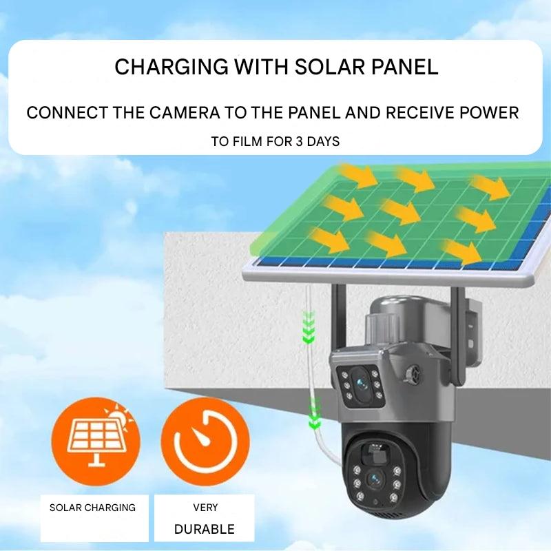 4K draadloze beveiligingscamera op zonne-energie | Slimme 360° rotatie