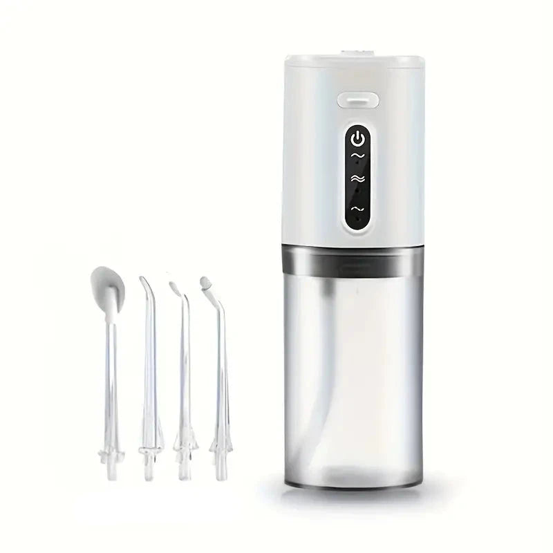 AquaFloss Pro Waterflosser met 3 Reinigingsmodi, IPX6 Waterdicht, 1200-1600 Impulsen per Minuut, 4 Verwisselbare Spuitmonden