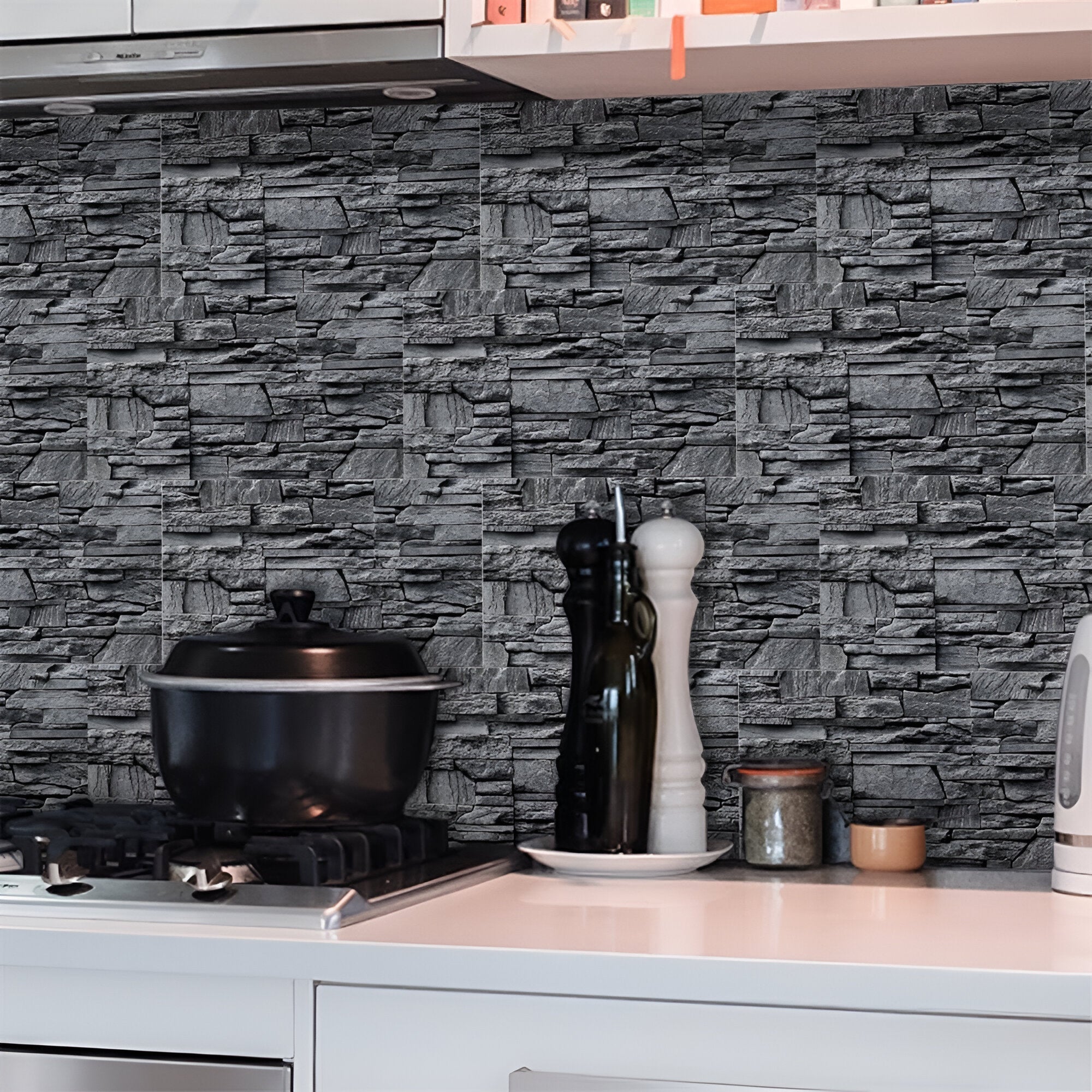 Borduurpannentegels Wandpaneel - Zelf -adhesieve marmeren look voor een snelle ruimte -upgrade