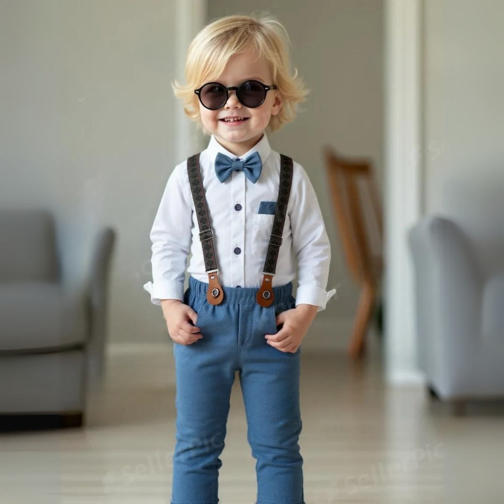 Chic 3-delig jongenspak – overhemd, vest en pantalon met vlinderdas