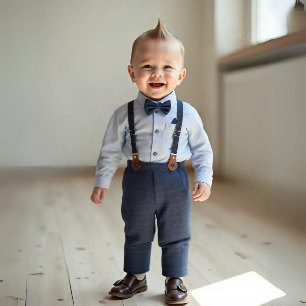 Chic 3-delig jongenspak – overhemd, vest en pantalon met vlinderdas