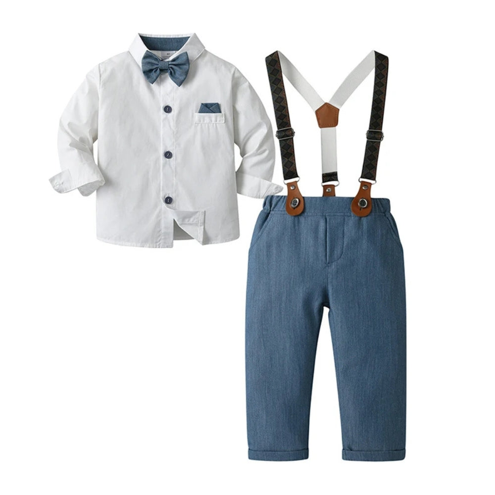 Chic 3-delig jongenspak – overhemd, vest en pantalon met vlinderdas