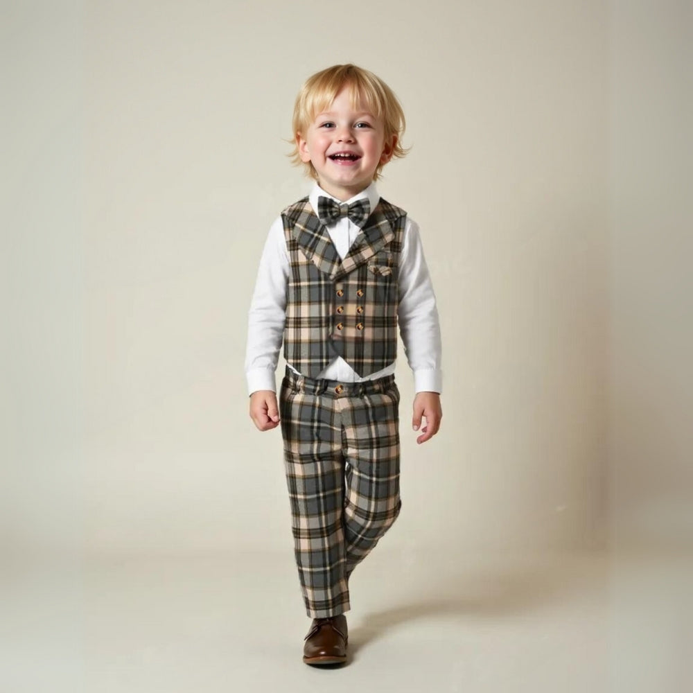 Chic 3-delig jongenspak – overhemd, vest en pantalon met vlinderdas
