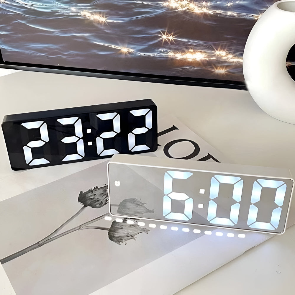 Digitale Wekker met Spiegel en Snoozefunctie - Temperatuurweergave, 12/24-Uur Weergave, Compact Ontwerp