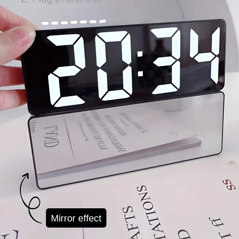 Digitale Wekker met Spiegel en Snoozefunctie - Temperatuurweergave, 12/24-Uur Weergave, Compact Ontwerp