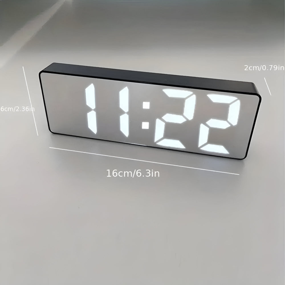 Digitale Wekker met Spiegel en Snoozefunctie - Temperatuurweergave, 12/24-Uur Weergave, Compact Ontwerp