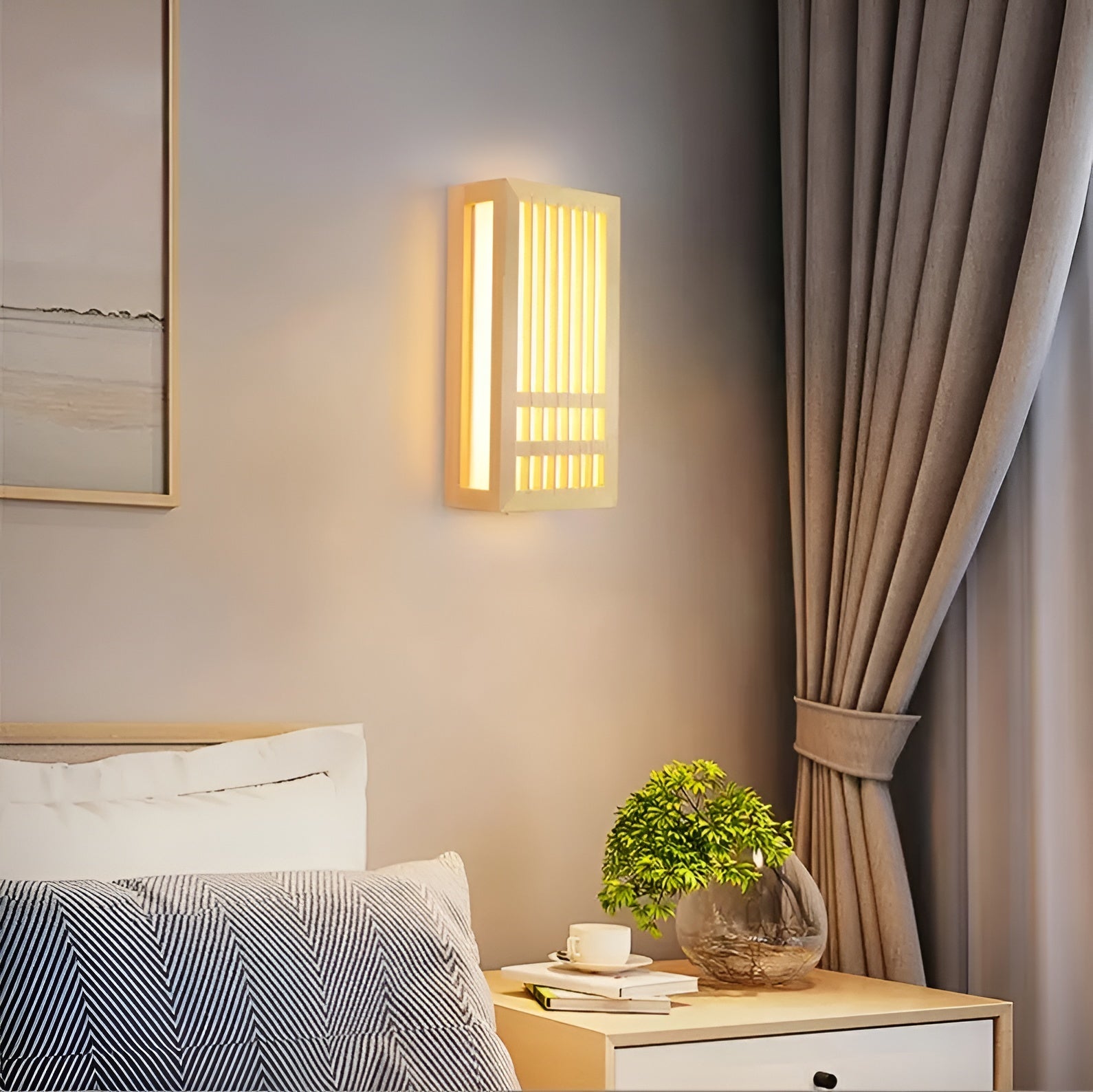 DoaGlow Japanse houten wandlamp - moderne Japanse verlichting van hout en acryl