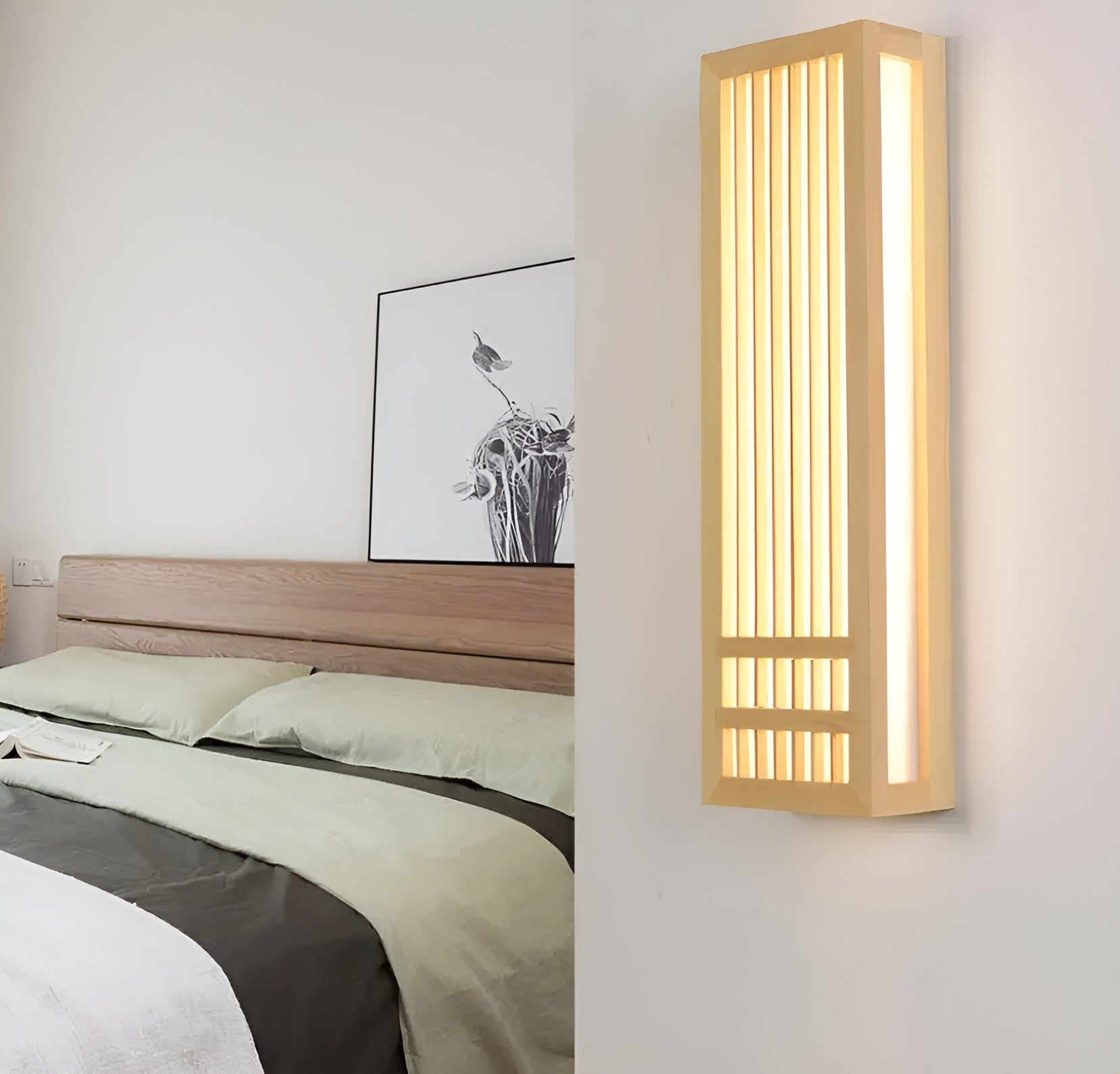 DoaGlow Japanse houten wandlamp - moderne Japanse verlichting van hout en acryl