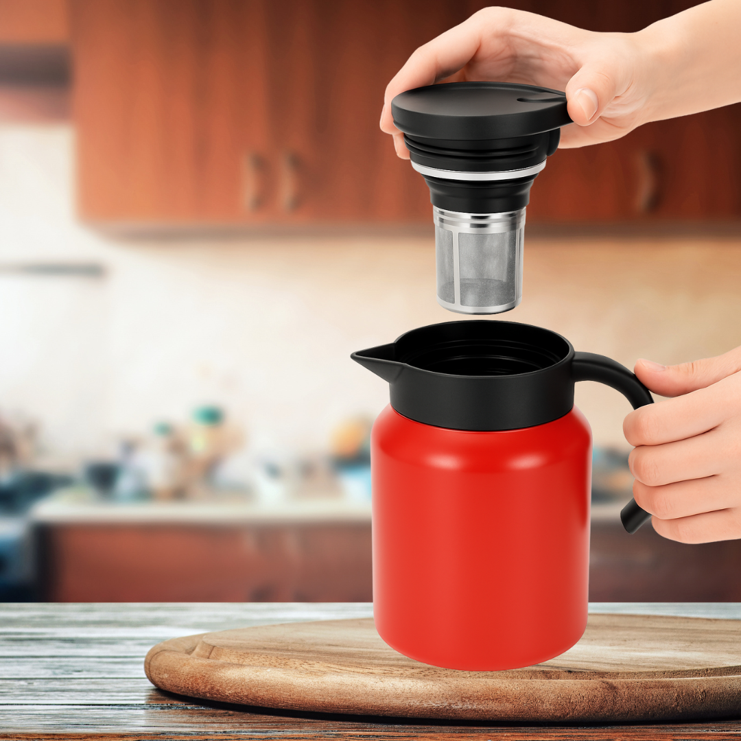 Dubbelwandige theepot met geïntegreerd filter - Hygiënische isolatie voor warme dranken tot 6 uur