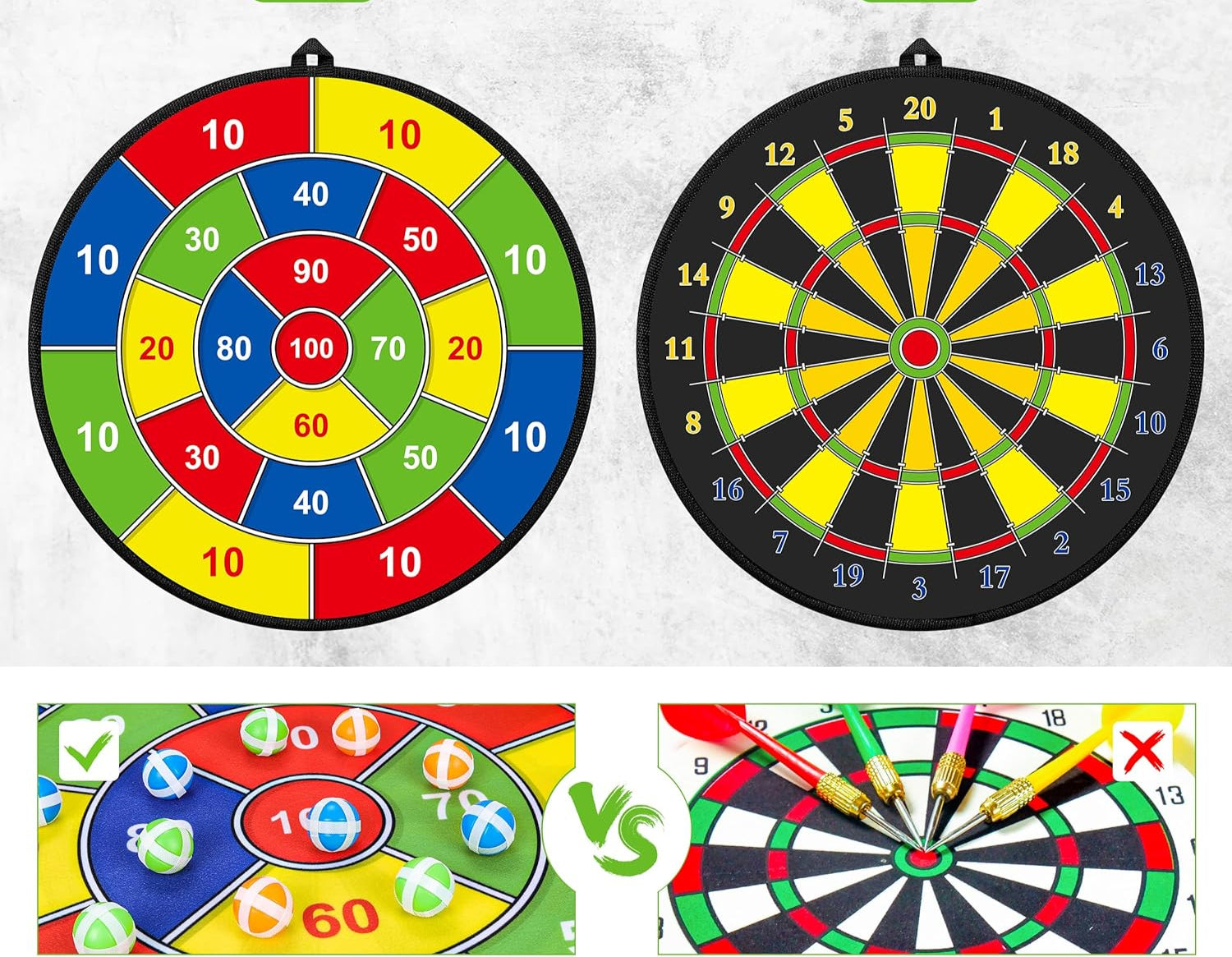 Dubbelzijdig Dartbord voor Kinderen – Veilig en Educatief, Geschikt voor Binnen en Buiten, Leeftijd 3-12 Jaar, Dartbord Kopen