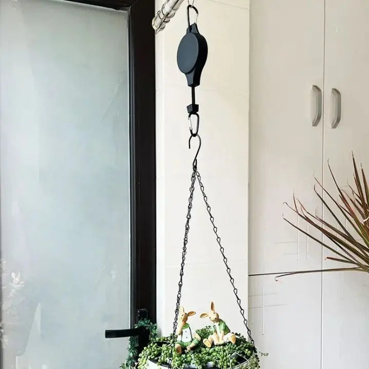 Elegante Plantenhanger met Pulley-Systeem – Duurzaam en Ruimtebesparend voor Binnen en Buiten