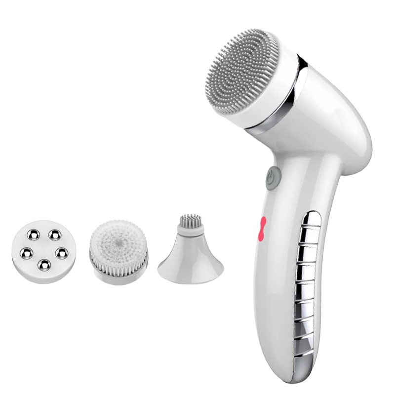 Elektrische 4-in-1 Gesichtsreinigingsborstel met Verwisselbare Koppen – Ergonomisch en Waterdicht