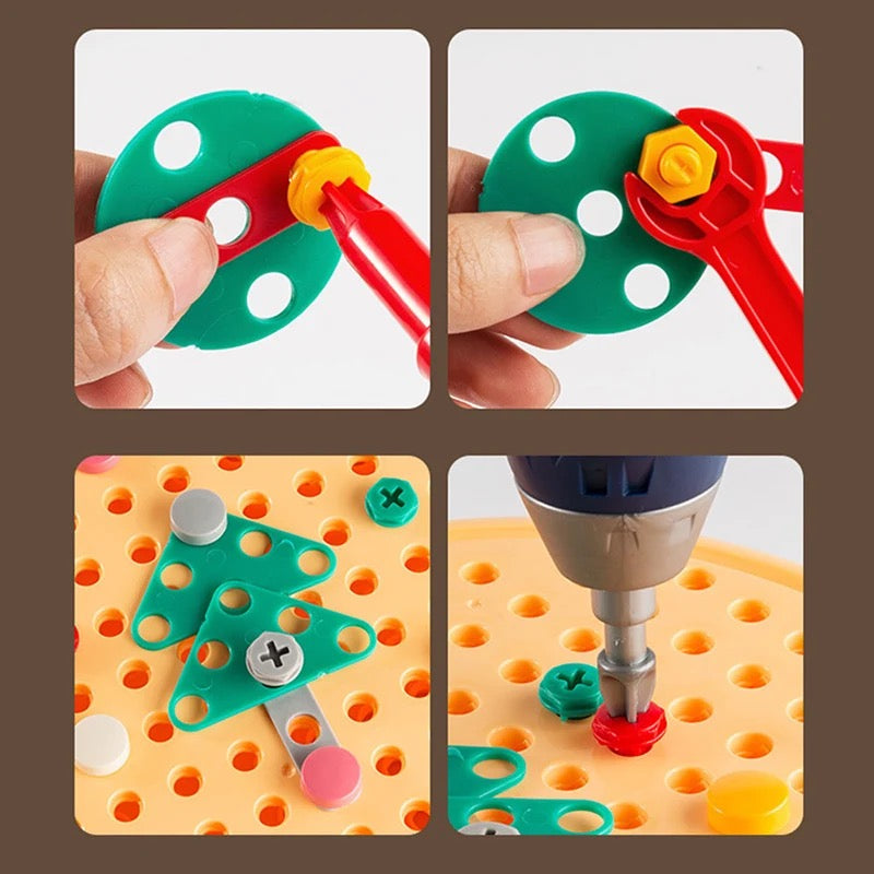 Elektrische boorconstructiespeelset voor kinderen - Complete gereedschapsset met draagtas
