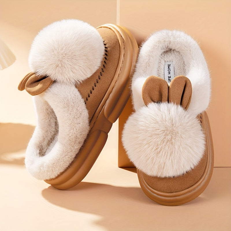 Fluffy Bunny Slippers met Faux Leer en Luxe Faux Bontvoering voor Ultiem Comfort en Warmte - Verkrijgbaar in Meerdere Maten