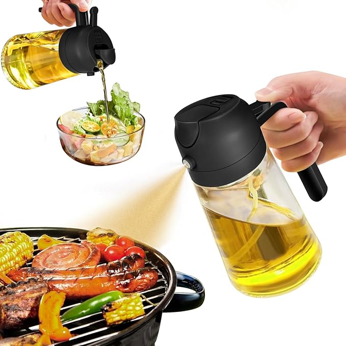 Glazen 2-in-1 Olie Spray met Fijne Nevel - 500 ml Voor Gezond Koken en Precisie Doseren