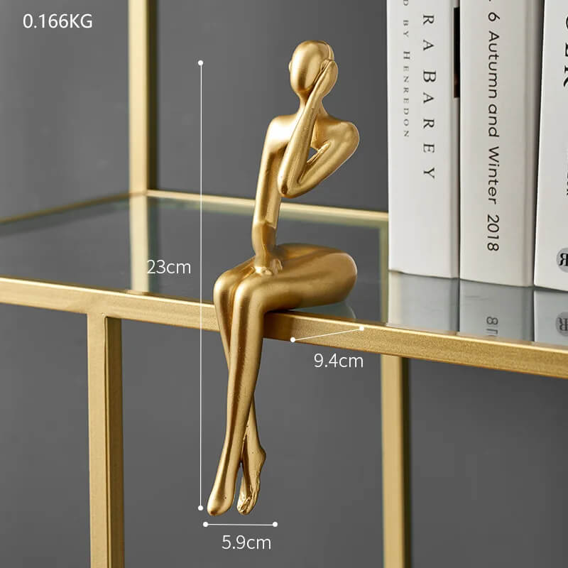 Decoratief beeld van de Gouden Denker - 23 cm hoog voor thuis- en kantoordecoratie