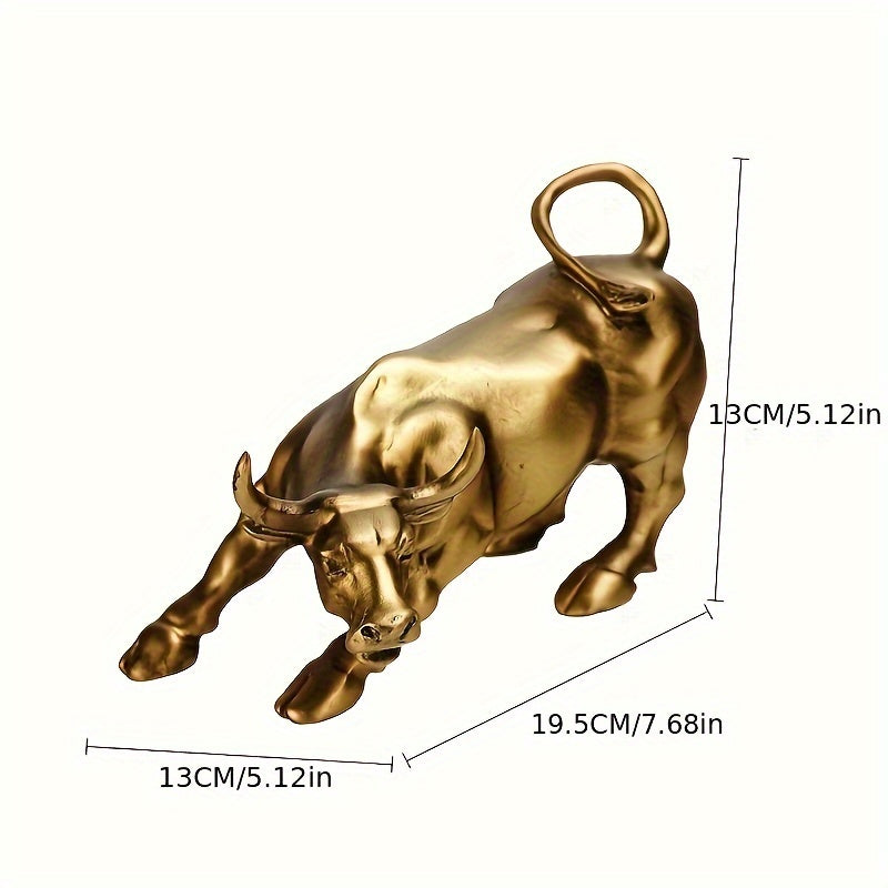 Gouden Hars Stier Beeld - Decoratief Symbool van Kracht en Ambitie voor Thuis en Kantoor