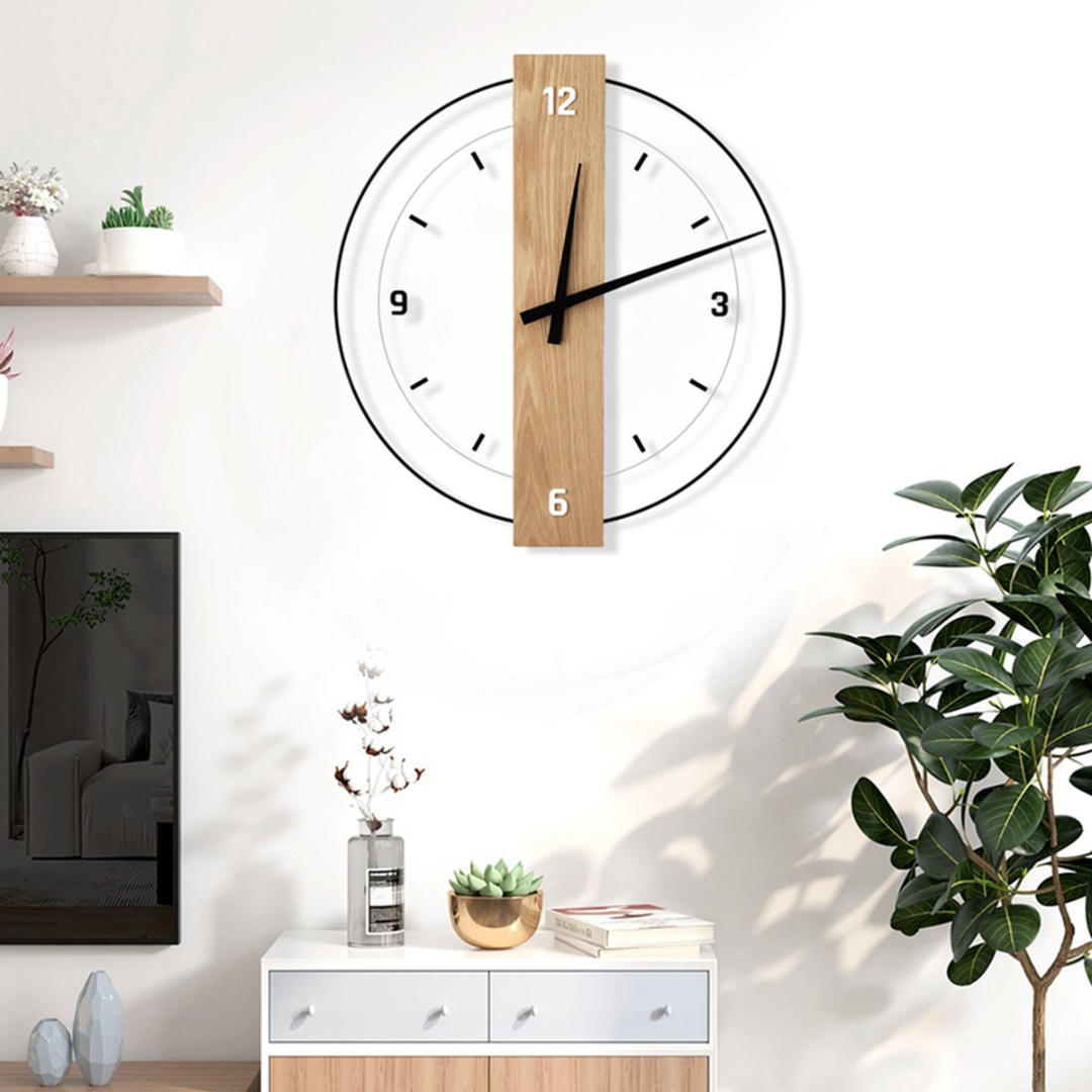 Grote wandklok met stil uurwerk - Tijdloos design voor de woonkamer