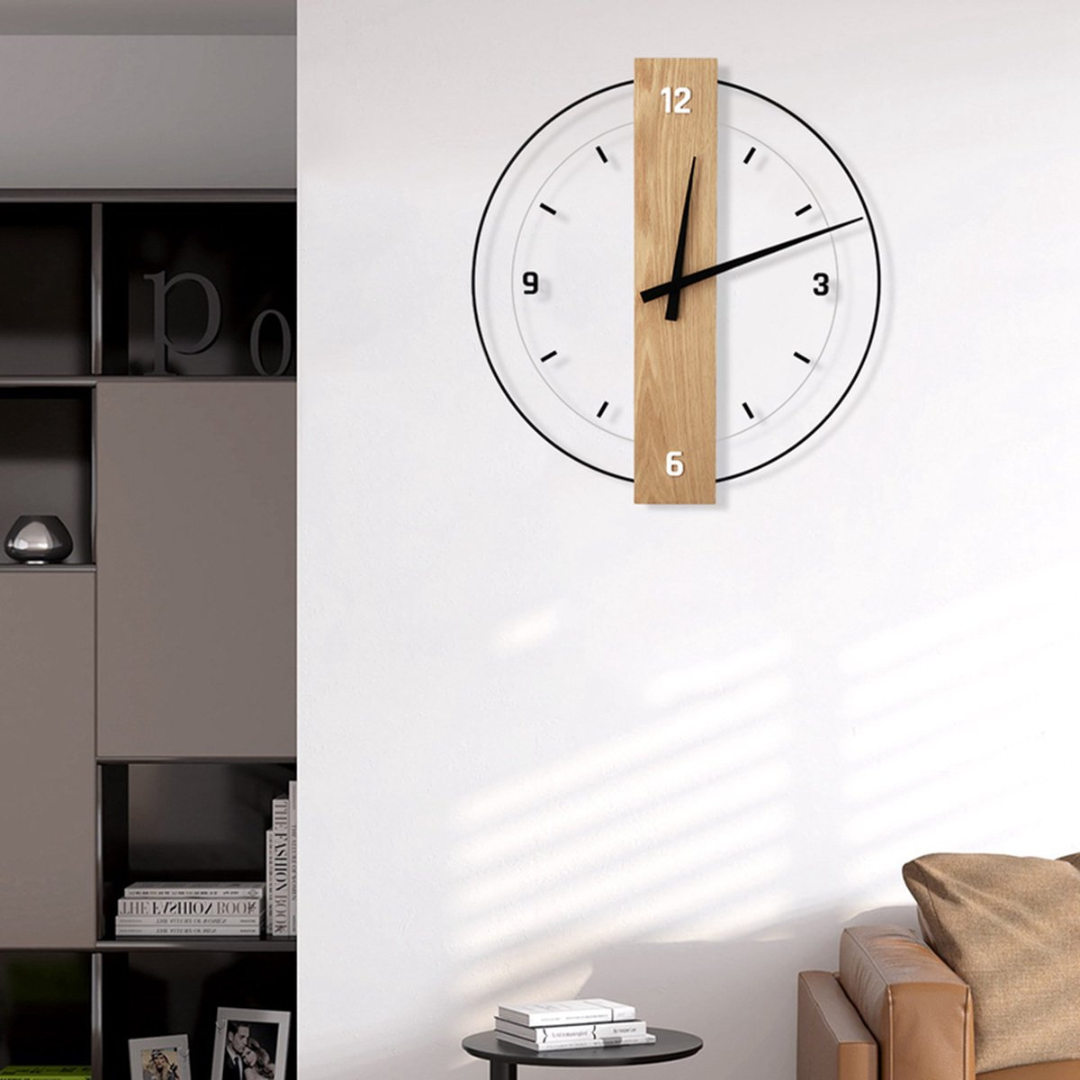 Grote wandklok met stil uurwerk - Tijdloos design voor de woonkamer