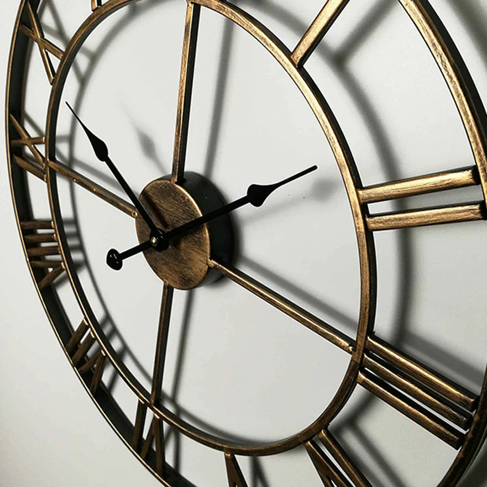 Grote Wandklok Antiek Ontwerp - 40 cm Ronde Wandklok voor Woonkamer en Slaapkamer