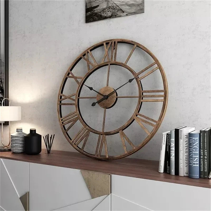Grote Wandklok Antiek Ontwerp - 40 cm Ronde Wandklok voor Woonkamer en Slaapkamer