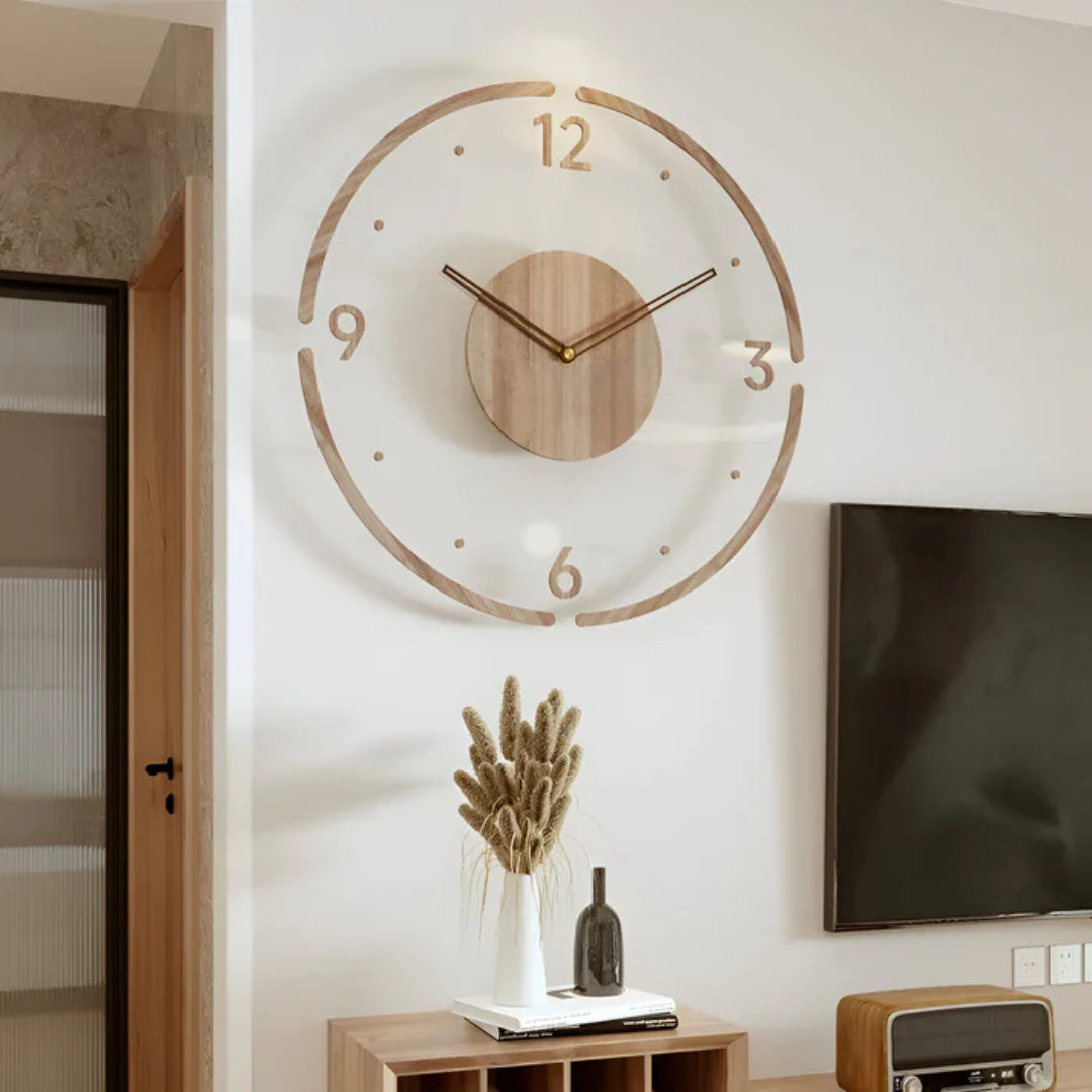 Grote wandklok met stil uurwerk – modern design voor de woonkamer, diameter 30 cm