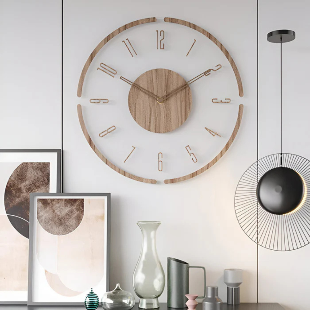 Grote wandklok met stil uurwerk – modern design voor de woonkamer, diameter 30 cm