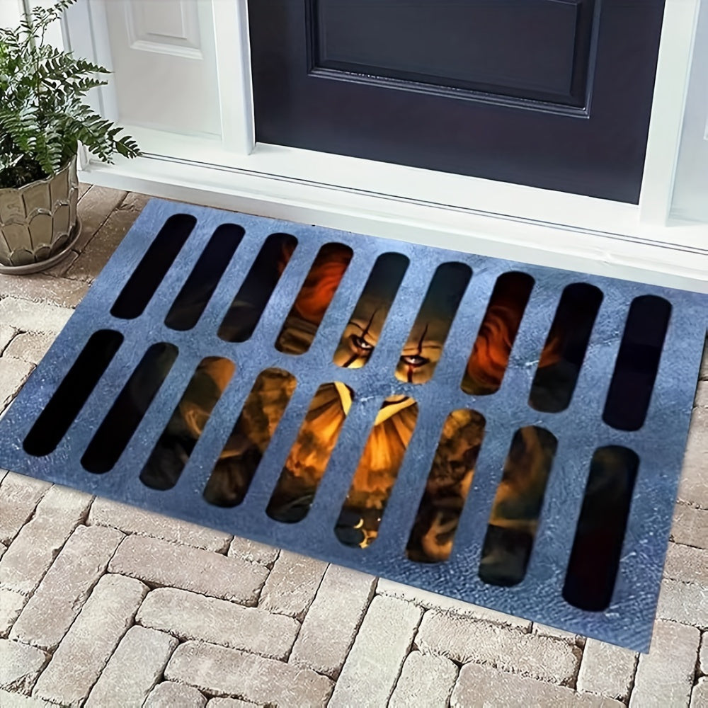 Halloween Horror Doormat met Spooky Clown Design - Antislip Polyester Welkomsdoek voor Binnen en Buiten