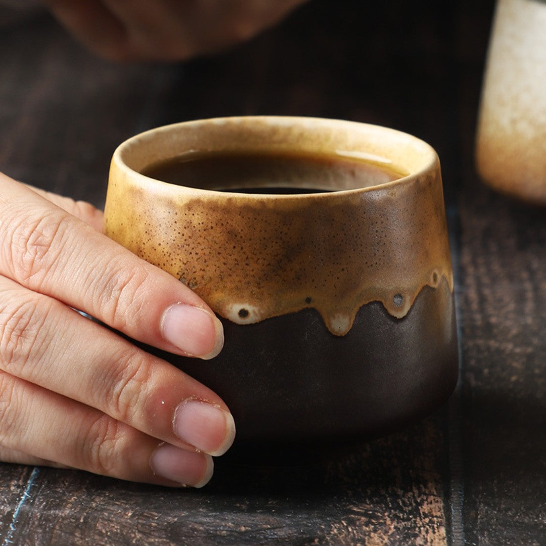 Handgemaakte Japanse espressomokken met matte glazuur – perfect voor koffie en thee, vaatwasserbestendig