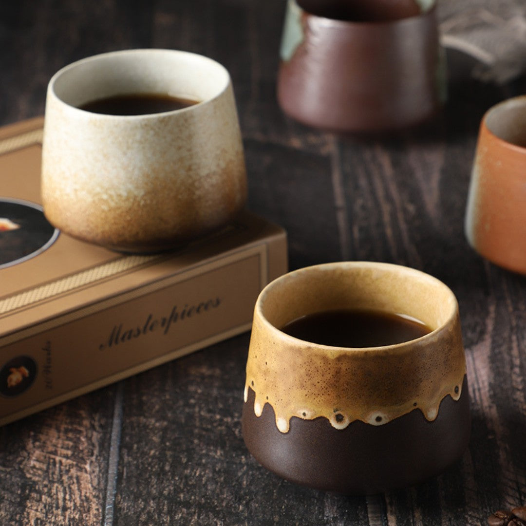 Handgemaakte Japanse espressomokken met matte glazuur – perfect voor koffie en thee, vaatwasserbestendig