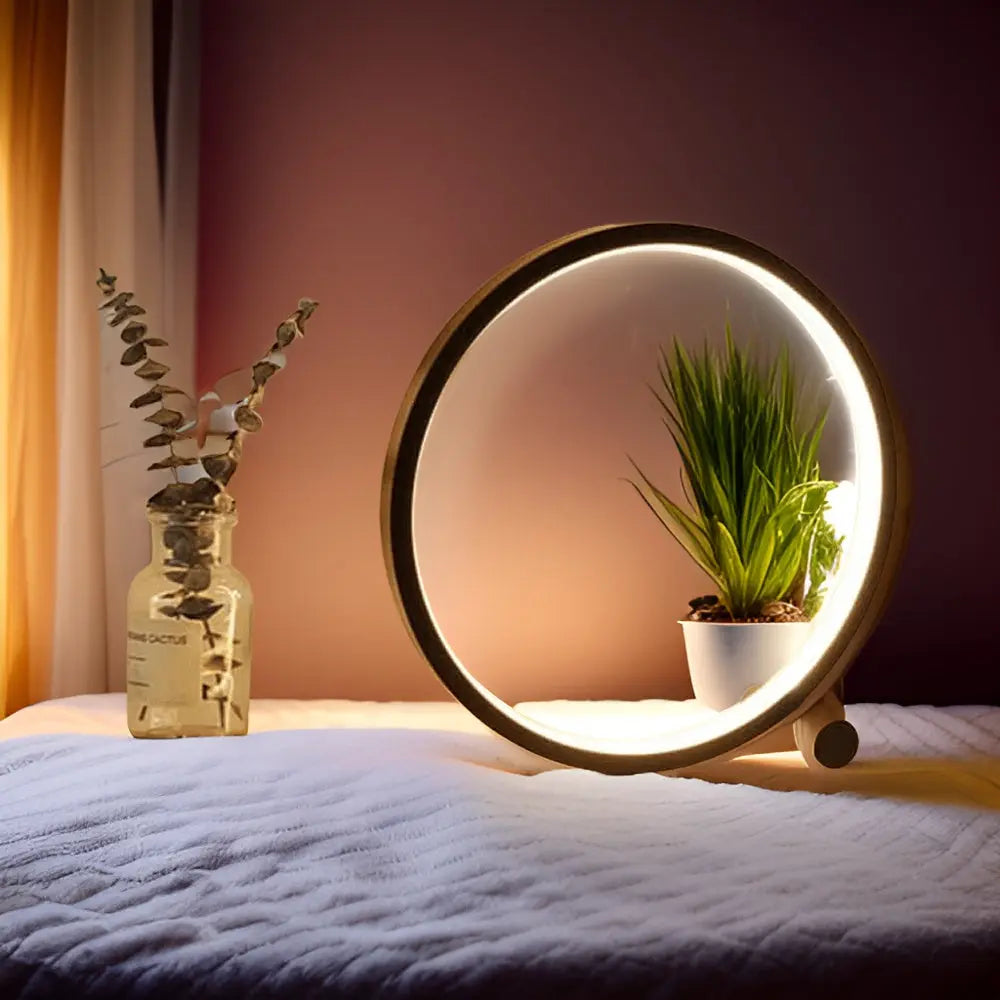 Minimalistische Halo LED Touch Lamp – Aanpasbare Helderheid – USB Aangedreven Bureau Lamp