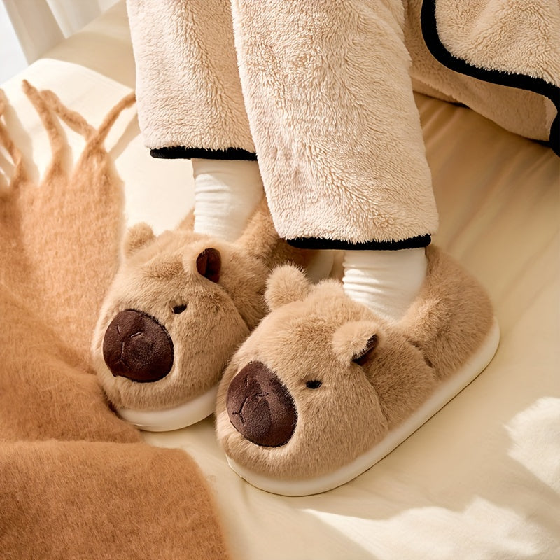 Knuffelige Capybara-binnenpantoffels – zacht en warm met dikke zool, perfect voor koude ochtenden