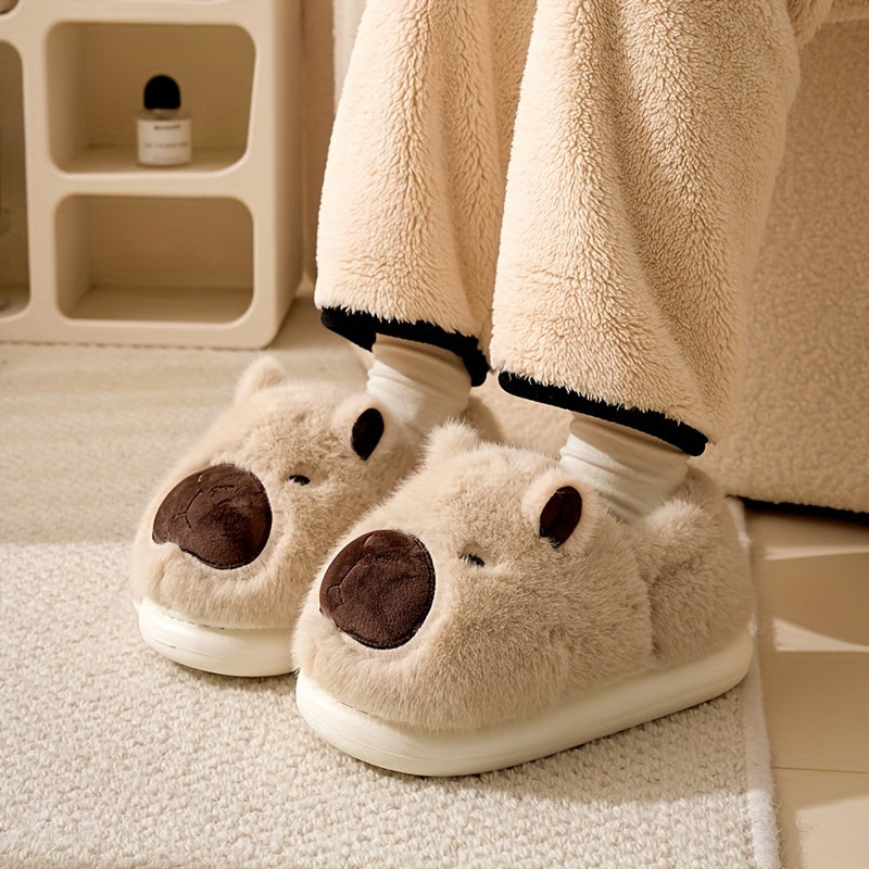 Knuffelige Capybara-binnenpantoffels – zacht en warm met dikke zool, perfect voor koude ochtenden