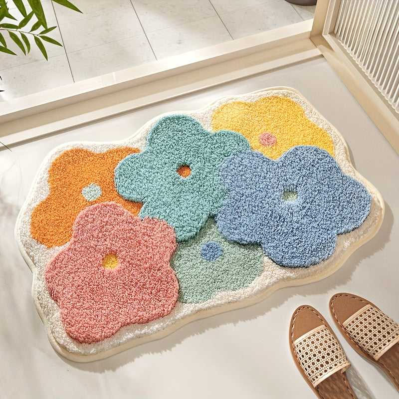 Luca pluche badtapijt met een elegant bloempatroon-comfort en snelle vochtabsorptie