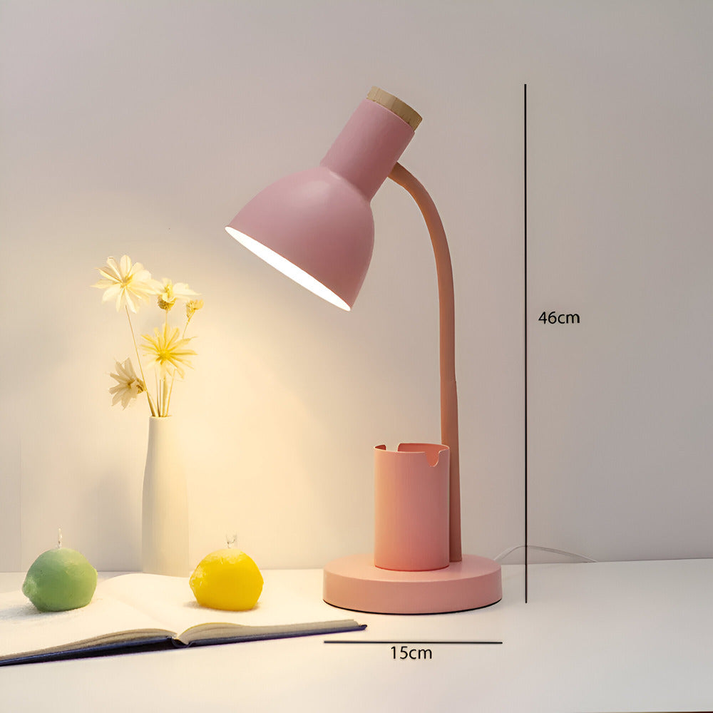 Moderne Scandinavische LED-tafellamp met stijlvolle pennenhouder - oogvriendelijke verlichting voor kantoor, lees- en woondecoratie