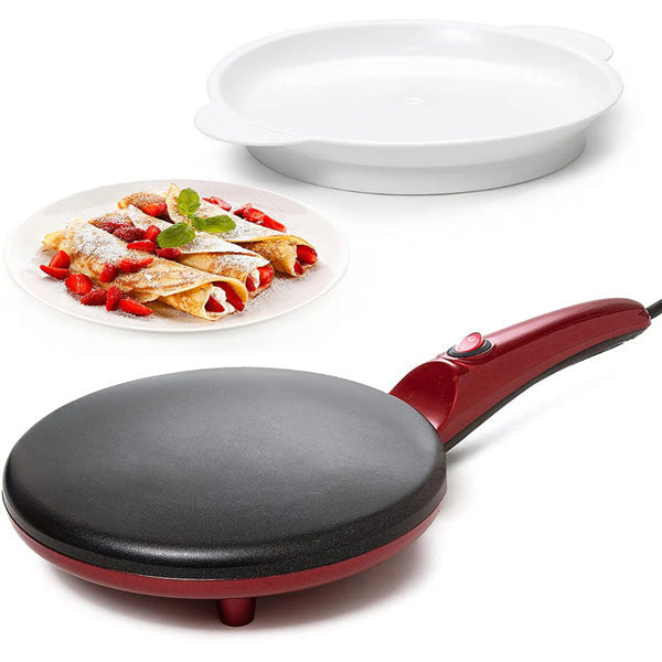 Pannenkoekenpan 20 cm met Ingebouwde Temperatuurregeling en Antiaanbaklaag – Inclusief Beslagkom, Spatel en Garde