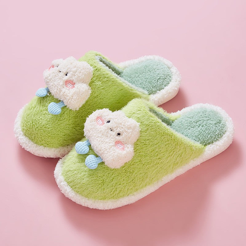 Binnenpantoffels met schattige wolmix borduursels en druppelaccenten - lichtgewicht en zacht in pastelkleuren
