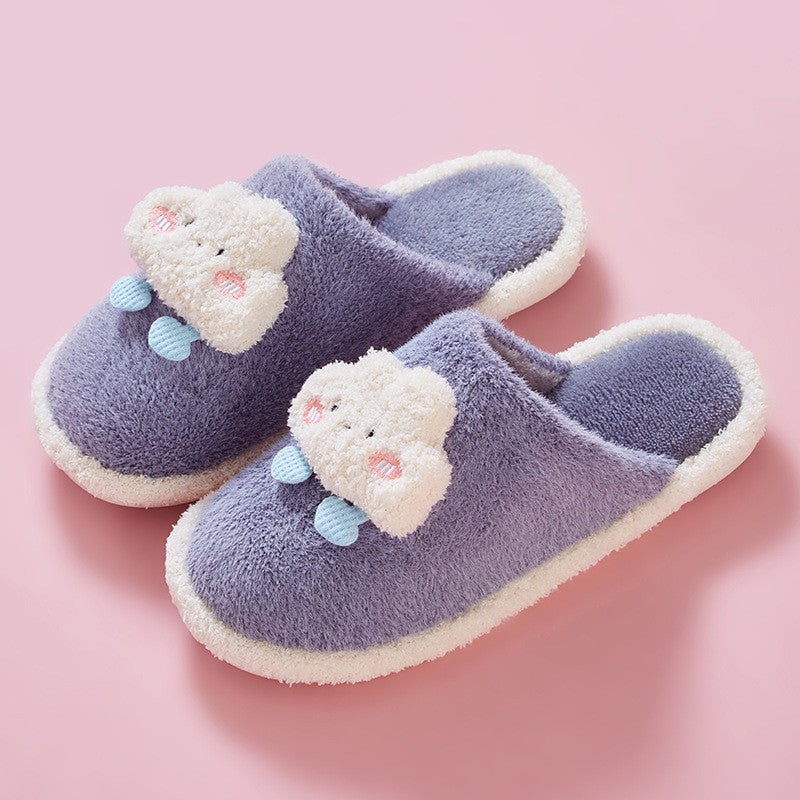 Binnenpantoffels met schattige wolmix borduursels en druppelaccenten - lichtgewicht en zacht in pastelkleuren