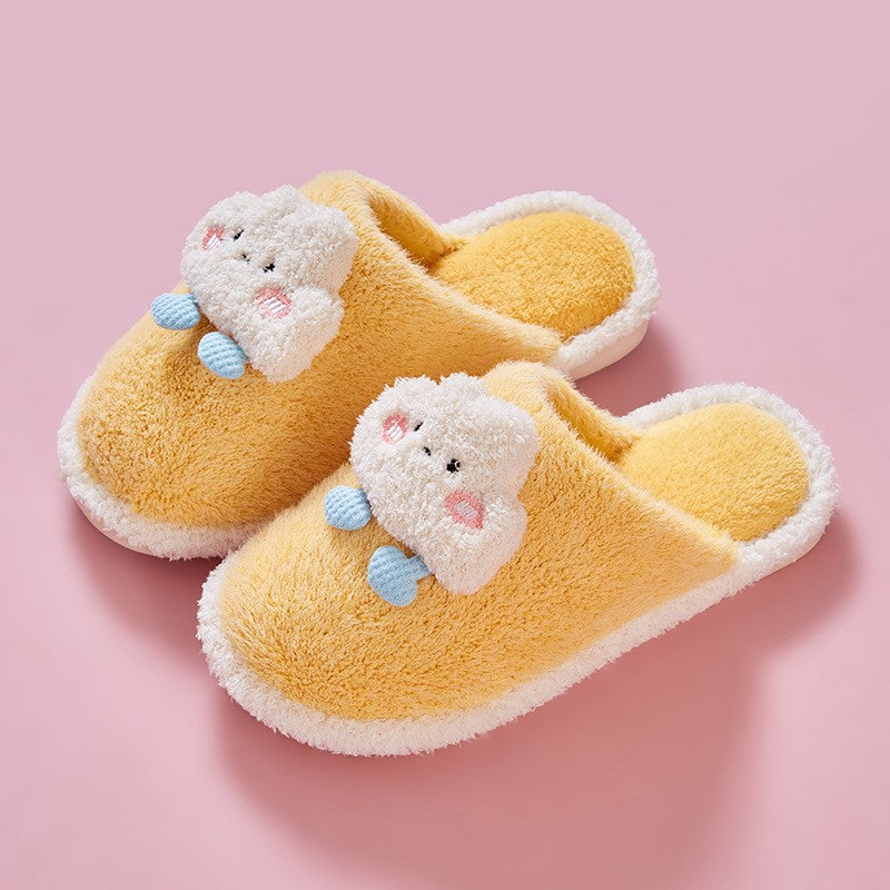 Binnenpantoffels met schattige wolmix borduursels en druppelaccenten - lichtgewicht en zacht in pastelkleuren