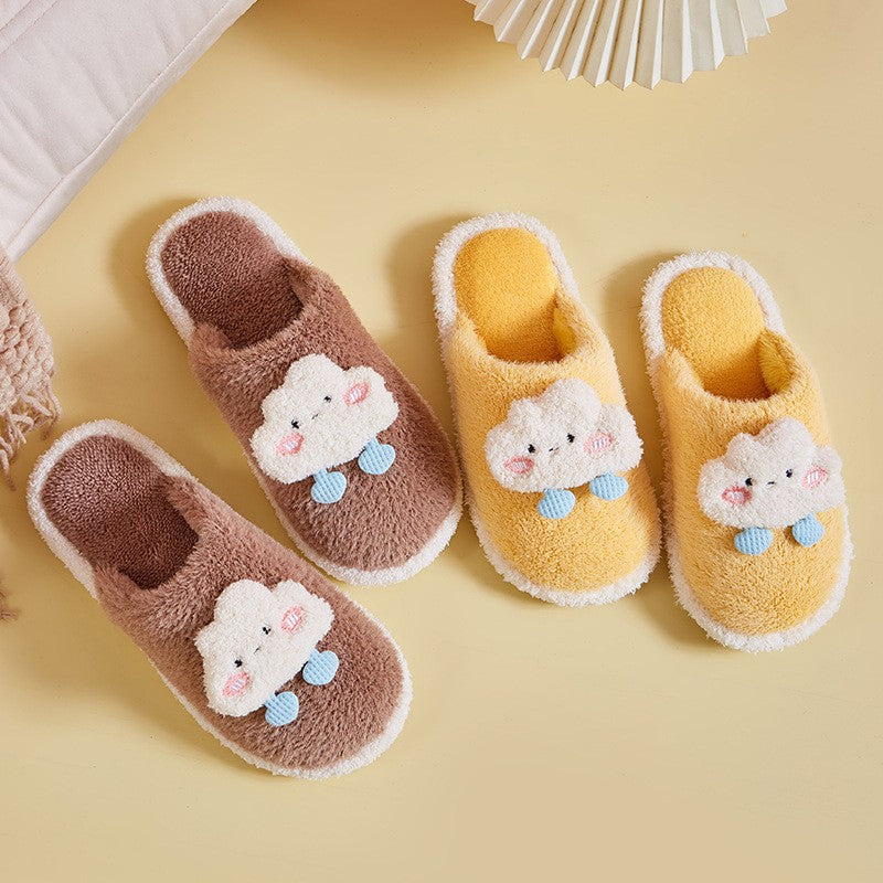 Binnenpantoffels met schattige wolmix borduursels en druppelaccenten - lichtgewicht en zacht in pastelkleuren
