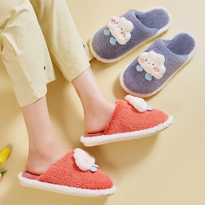 Binnenpantoffels met schattige wolmix borduursels en druppelaccenten - lichtgewicht en zacht in pastelkleuren