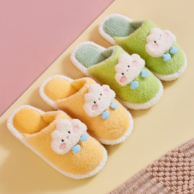 Binnenpantoffels met schattige wolmix borduursels en druppelaccenten - lichtgewicht en zacht in pastelkleuren