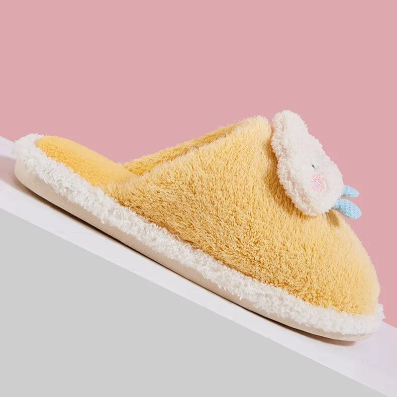 Binnenpantoffels met schattige wolmix borduursels en druppelaccenten - lichtgewicht en zacht in pastelkleuren
