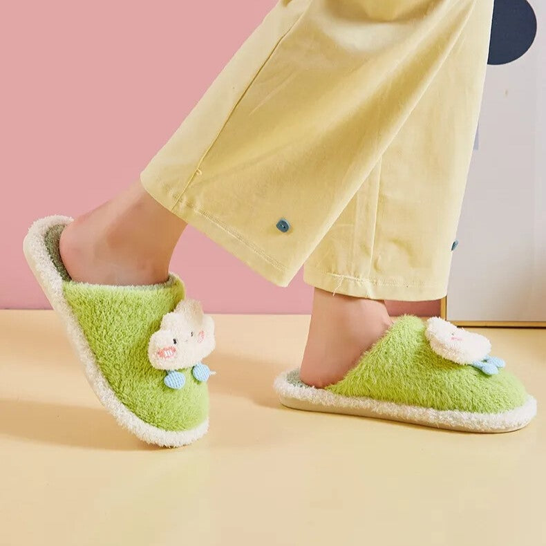 Binnenpantoffels met schattige wolmix borduursels en druppelaccenten - lichtgewicht en zacht in pastelkleuren