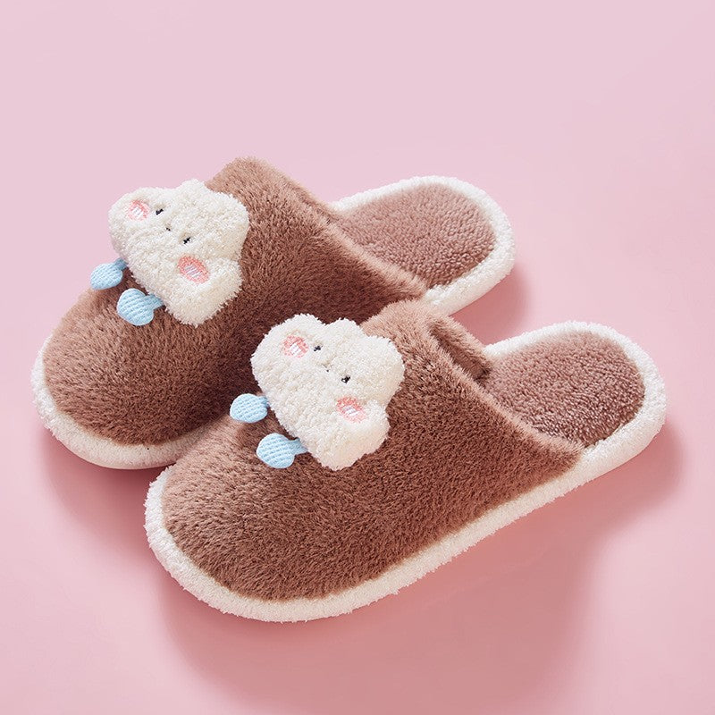 Binnenpantoffels met schattige wolmix borduursels en druppelaccenten - lichtgewicht en zacht in pastelkleuren