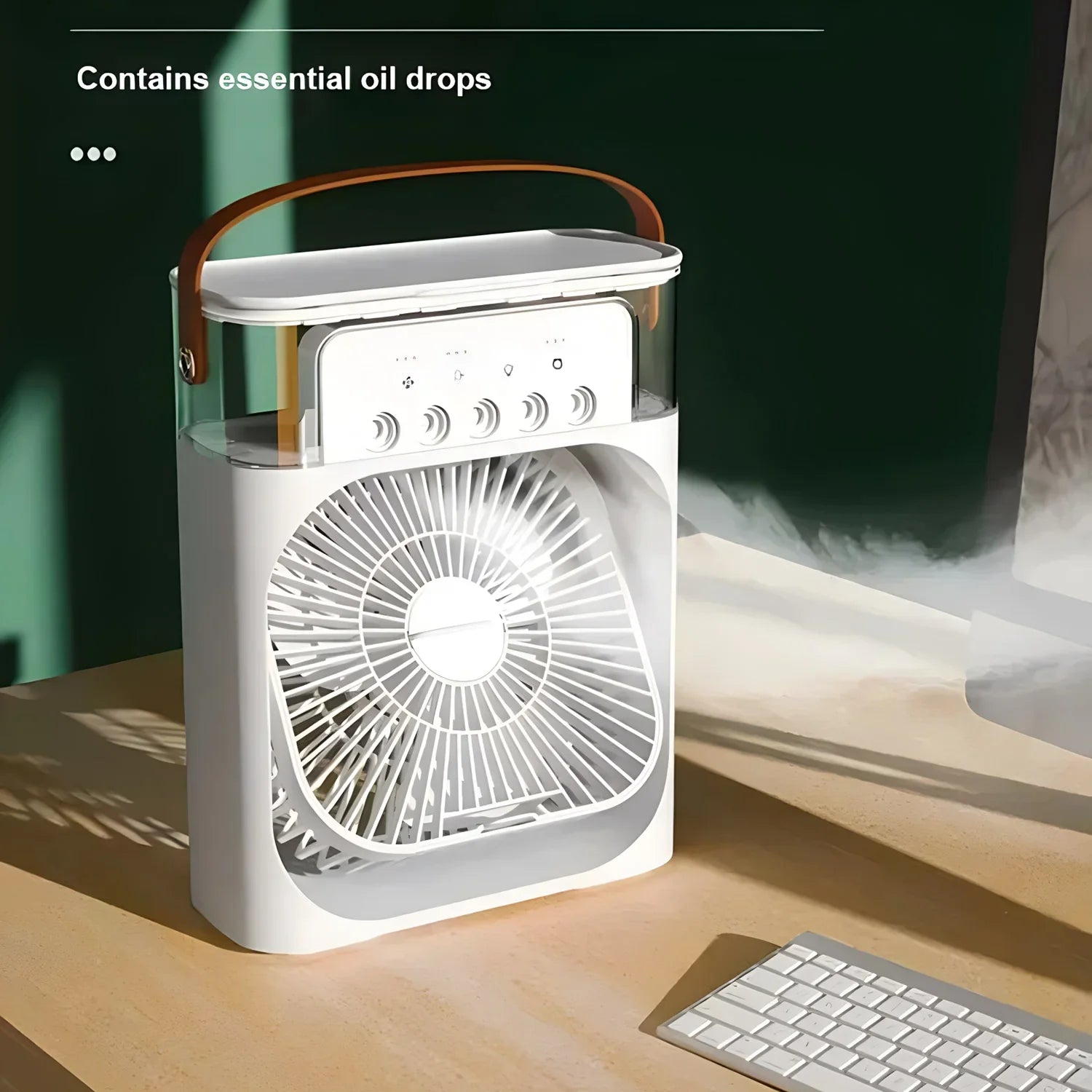 Pro 3-in-1 Luchtkoeler, Ventilator en Luchtbevochtiger met LED Verlichting en 600ML Watertank – Energiezuinig en Compact