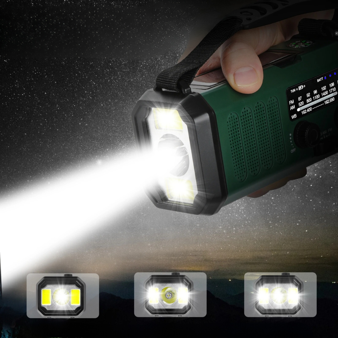Professionele Noodradio E30 met Solar, Opwindbaar en Krachtige Zaklamp voor Noodgevallen