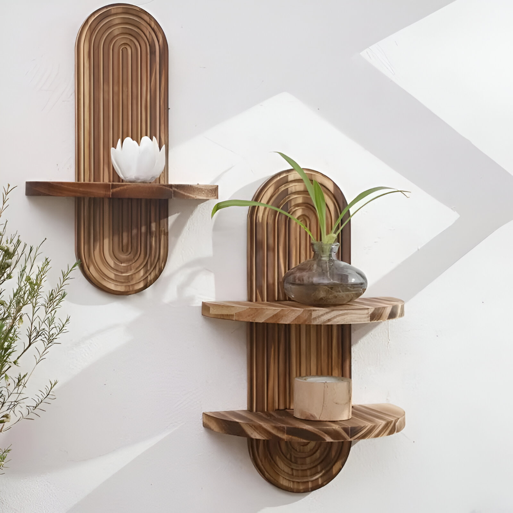 Rustieke geometrische houten wandplanken - Boheemse woonaccessoire